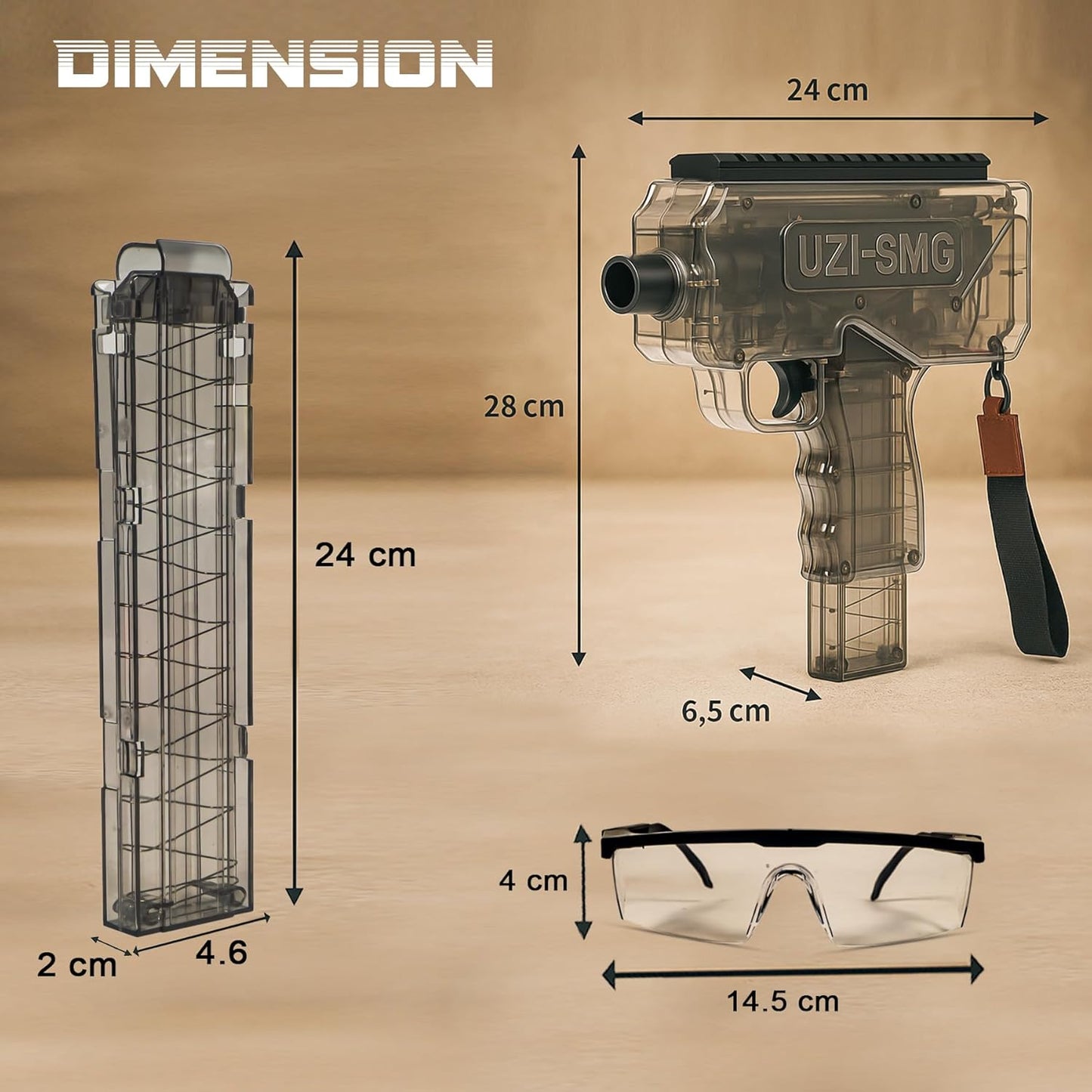 Uzi-SMG Automatic Foam Dart Rapid Fire Toy Blaster with Soft Bullets Battery Operated Machine Gun