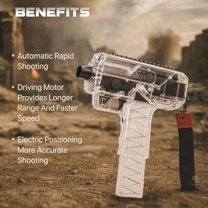 Uzi-SMG Automatic Foam Dart Rapid Fire Toy Blaster with Soft Bullets Battery Operated Machine Gun