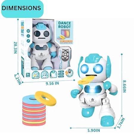 Remote Control Robot, Flying Saucer Launching Robot Toy with Lights & Sounds, RC Combat Robot Battle Toy for Kids