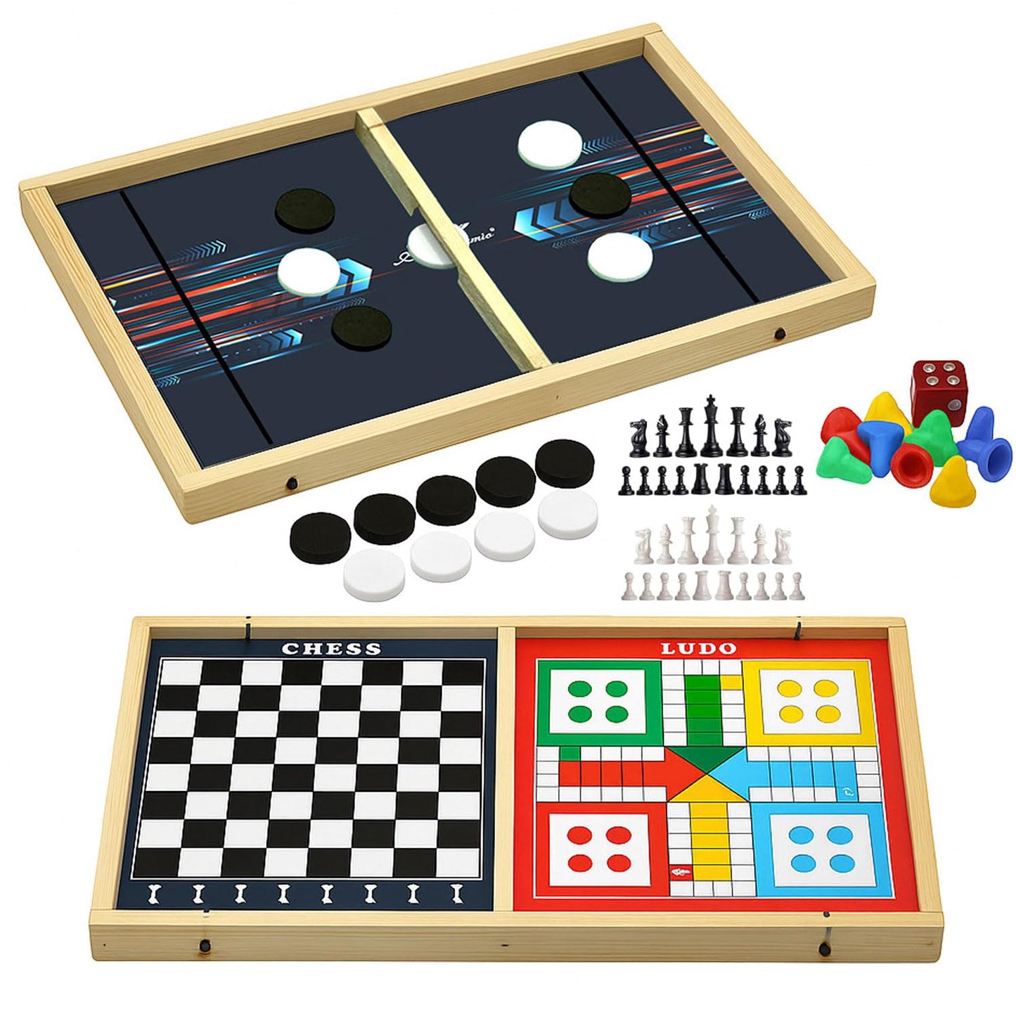 3 in 1 String Hockey Board Game, Chess and Ludo (58 Cm Long)