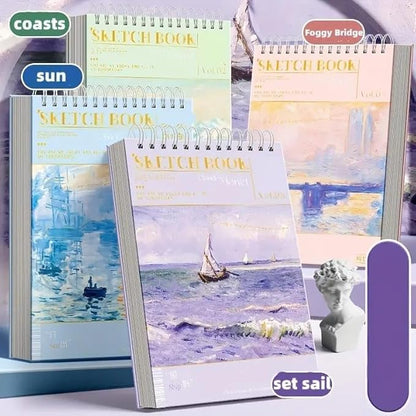 A4 Sketching Book for Artists – 60 Sheets Thick Paper Sketchpad for Drawing, Painting & Art Work – Hand-Painted Colored Lead Album (Blue - Sketching Book)