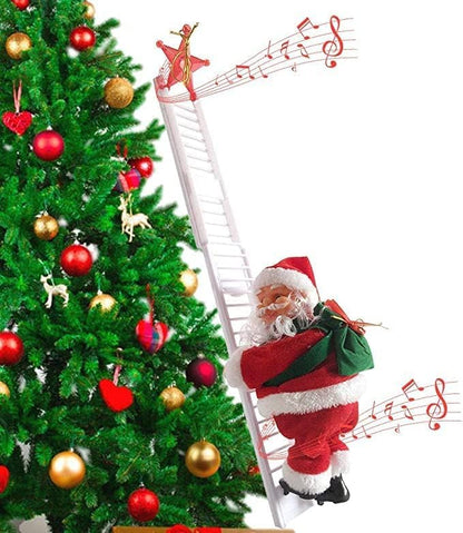 Christmas Musical Ladder Santa Claus Climbing on Ladder with Jingle Bell Music