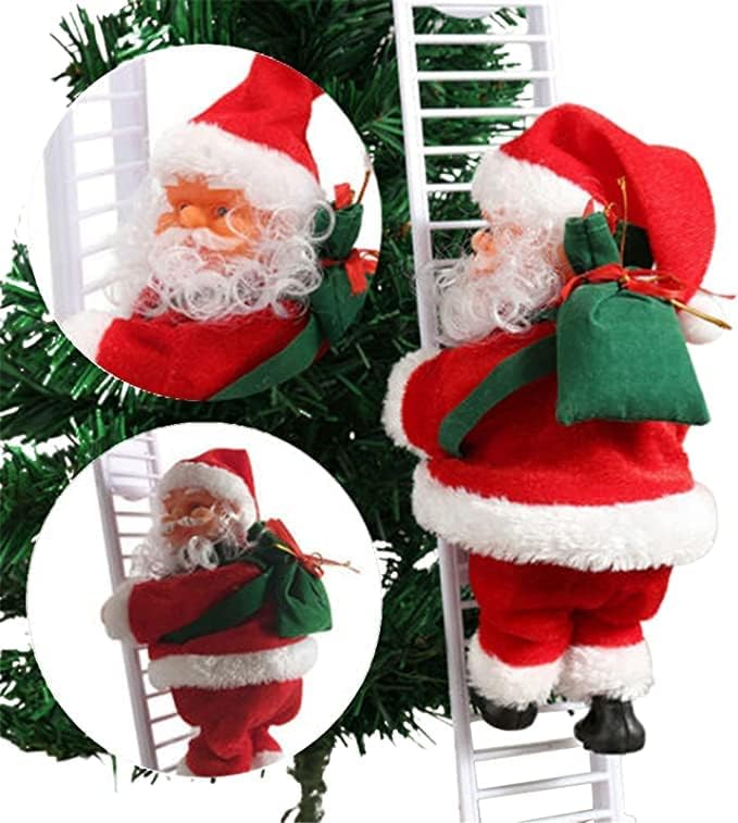 Christmas Musical Ladder Santa Claus Climbing on Ladder with Jingle Bell Music