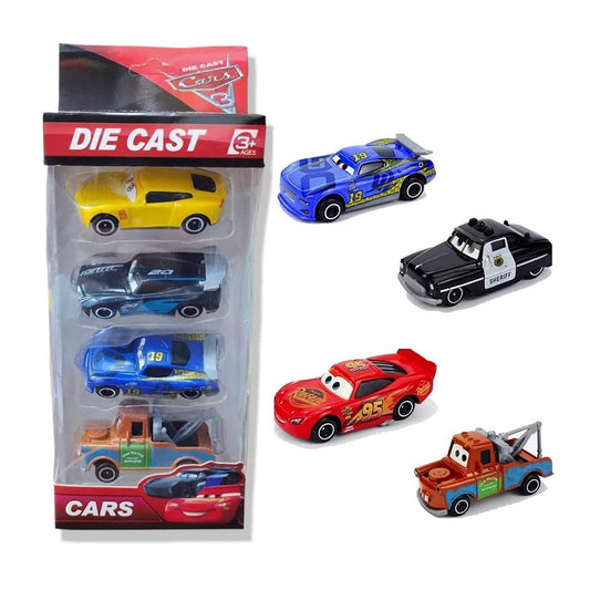 Friction Powered Die Cast Cars Set||Die Cast Metal|| Multi Color|| 1:64 Scale Ratio|| Random Design (Die Cast Cars (Set of 4)