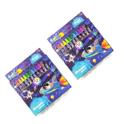 Surprise Kids Dream Space Theme Wax Crayons for Kids Pack of 12 Bright Shades Non-Toxic & Durable. Blue (Pack of 1)
