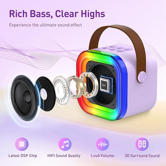Mini Karaoke Machine with 2 Wireless Mics – For Kids & Adults