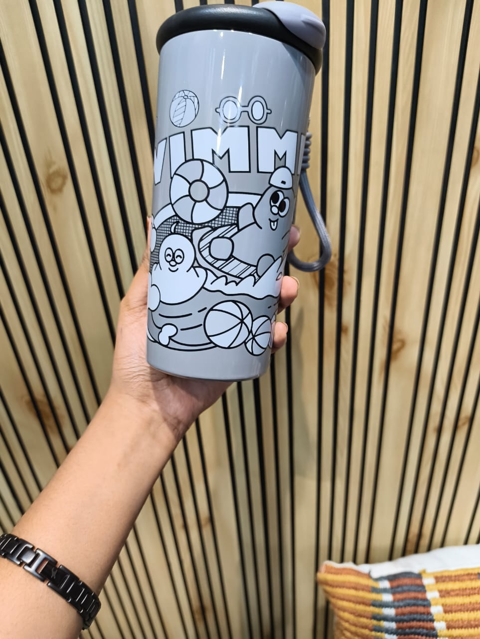 Cute Grey Steel Coffee Mug/Sipper