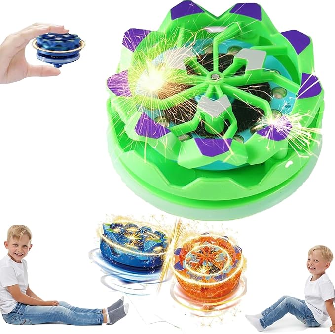 Fireworks Spinning Tops with Spark Effects, Battling Top Burst Gyros Toy (Pack of 1) (Assorted Colours)