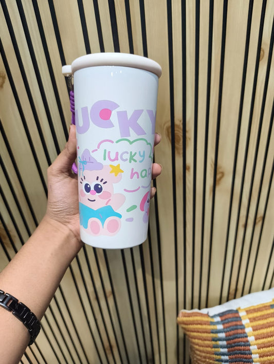 Cute White Steel Coffee Mug/Sipper