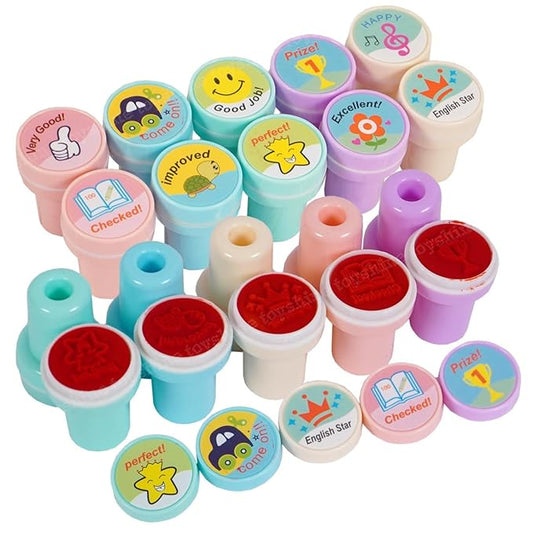 10 Pcs DIY Cute Self-Ink Rubber Seal Stamps for Kids Motivation and Reward Theme Prefect Gift for Teachers Parents and Students