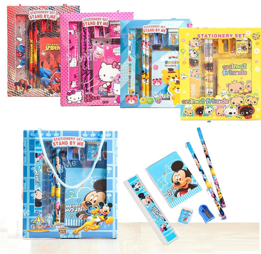 Assorted Cartoon Stationery Set- Pencil scale,eraser note book