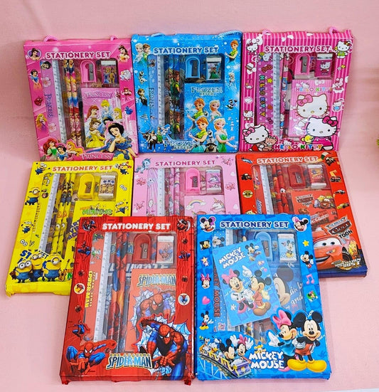 Assorted Cartoon Stationery Set- Pencil scale,eraser note book