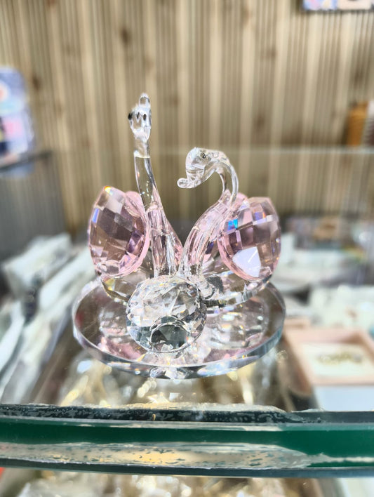Crystal Love Swans For Gifting (Pink)
