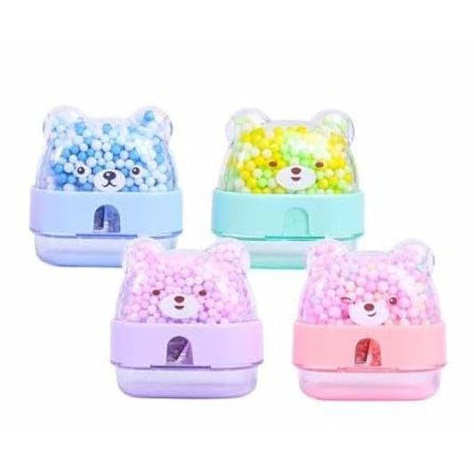 Teddybear Design Sharpener-Set of 4 PCS (Random Design)| Activity Toy|Toys|Pencil Sharpener|Sharpener for Kids| Fancy Sharpeners |Multicolour [ 3+] (Assorted colors)