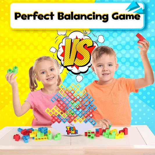 Swinging Tetra Tower Family Indoor Game for Kids Adults, Travel, Party, Birthday Gift STEM Toys Board Game Building Blocks for Kids Interactive Stacking Balancing Brain Toys Mind Games -16Pcs