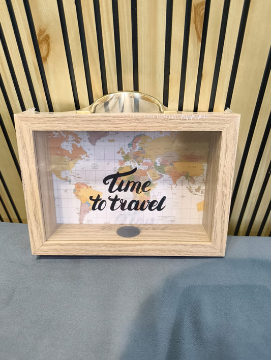 Time To Travel Transparent Money Bank For Savings