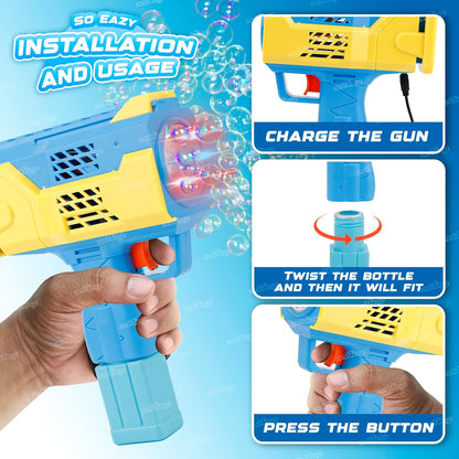 Bubble Gun for Kids Leak Proof Rechargeable Bubble Machine Toy for Kids Automatic Bubble Blower with Light, Music Best Gift for Children (Pack of 1)