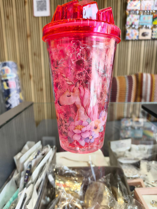 Pink Unicorn Flower Sipper with Straw