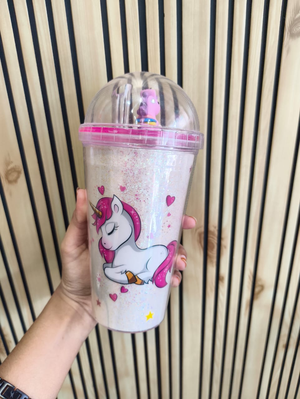 White Unicorn Sipper with Straw