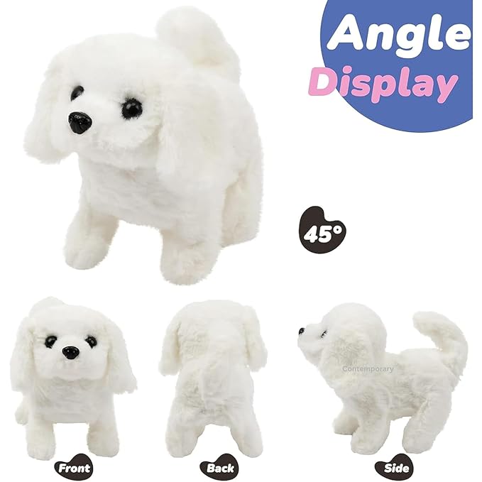 Walking White DogToy | Hopping & Talking Dog| Rapid Jumping Dog Toy with Wiggling Ears, Twitching Nose & Interactive Educational Play for Kids