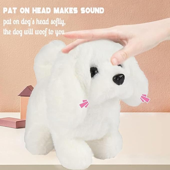 Walking White DogToy | Hopping & Talking Dog| Rapid Jumping Dog Toy with Wiggling Ears, Twitching Nose & Interactive Educational Play for Kids