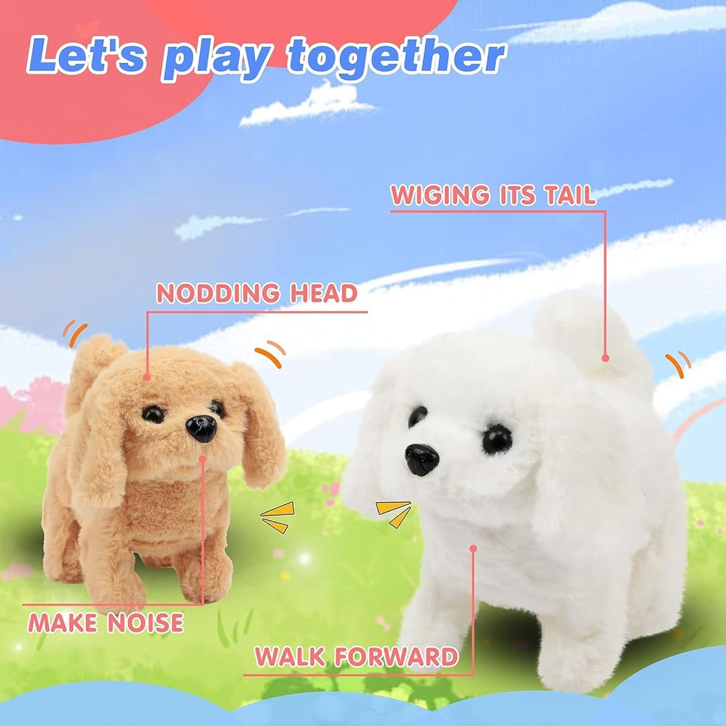 Walking White DogToy | Hopping & Talking Dog| Rapid Jumping Dog Toy with Wiggling Ears, Twitching Nose & Interactive Educational Play for Kids