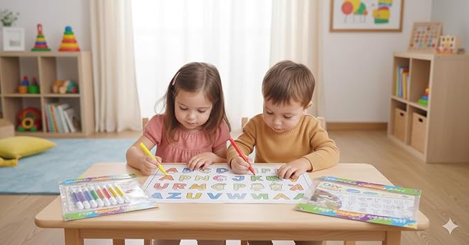 Reusable Alphabet Colouring Mat for Kids – DIY Washable Learning Mat with Colour Pens