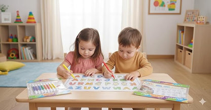 Reusable Alphabet Colouring Mat for Kids – DIY Washable Learning Mat with Colour Pens