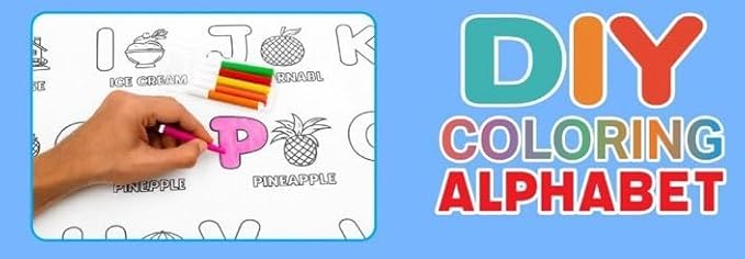 Reusable Alphabet Colouring Mat for Kids – DIY Washable Learning Mat with Colour Pens