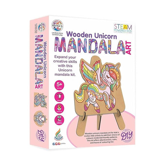 Wooden Unicorn Mandala Art The Colouring Kit 12 Sheet Sketch Pens for All Ages (Multicolour)